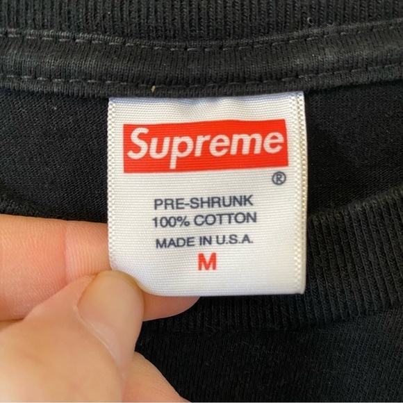 Supreme Spellout T-Shirt Black Red Graphic Tee Short Sleeve 20th Mens Medium - Picture 7 of 8